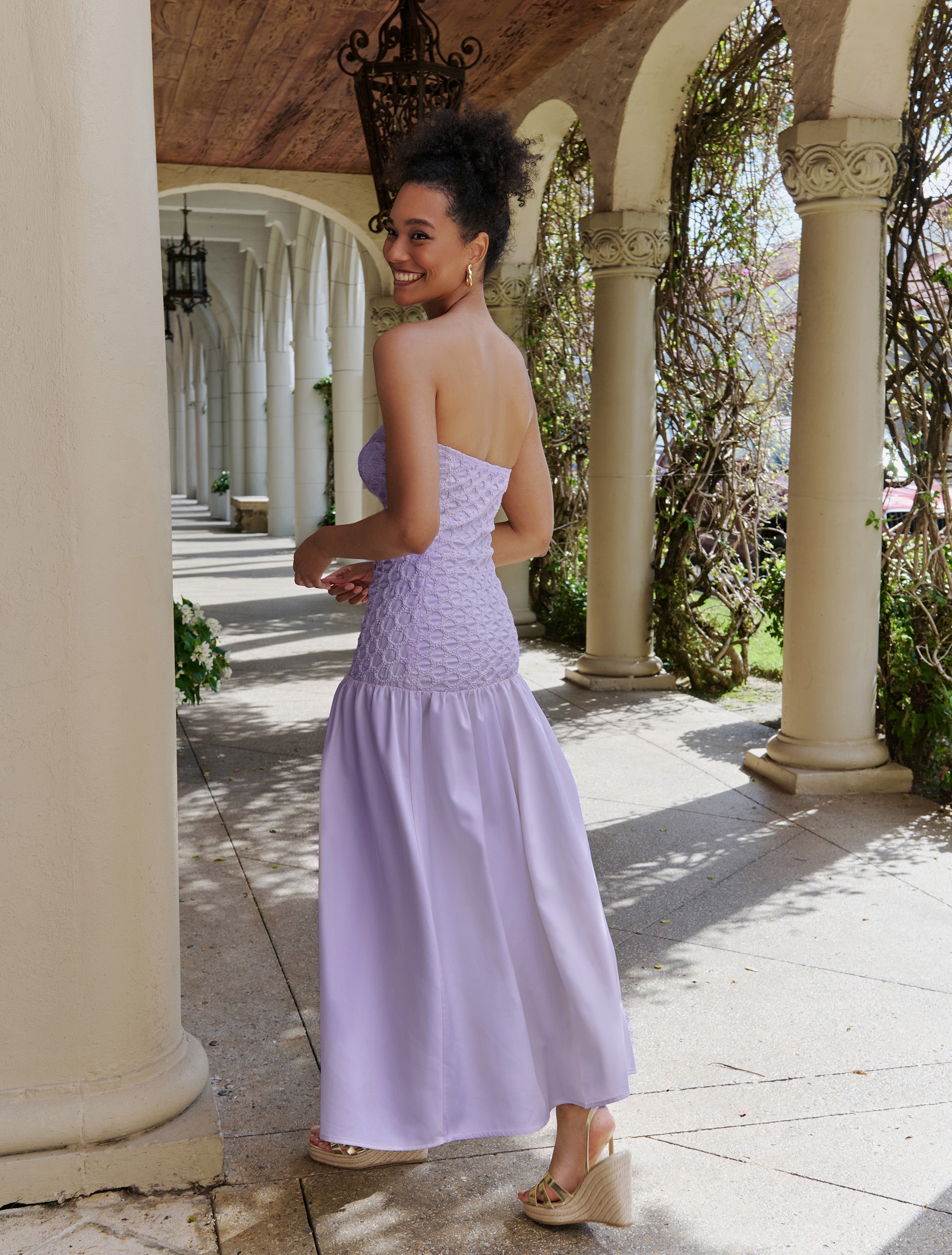 Lilac Strapless Smocked Parlour Dress S / Lilac Lilac Strapless Smocked Parlour Dress S / Lilac