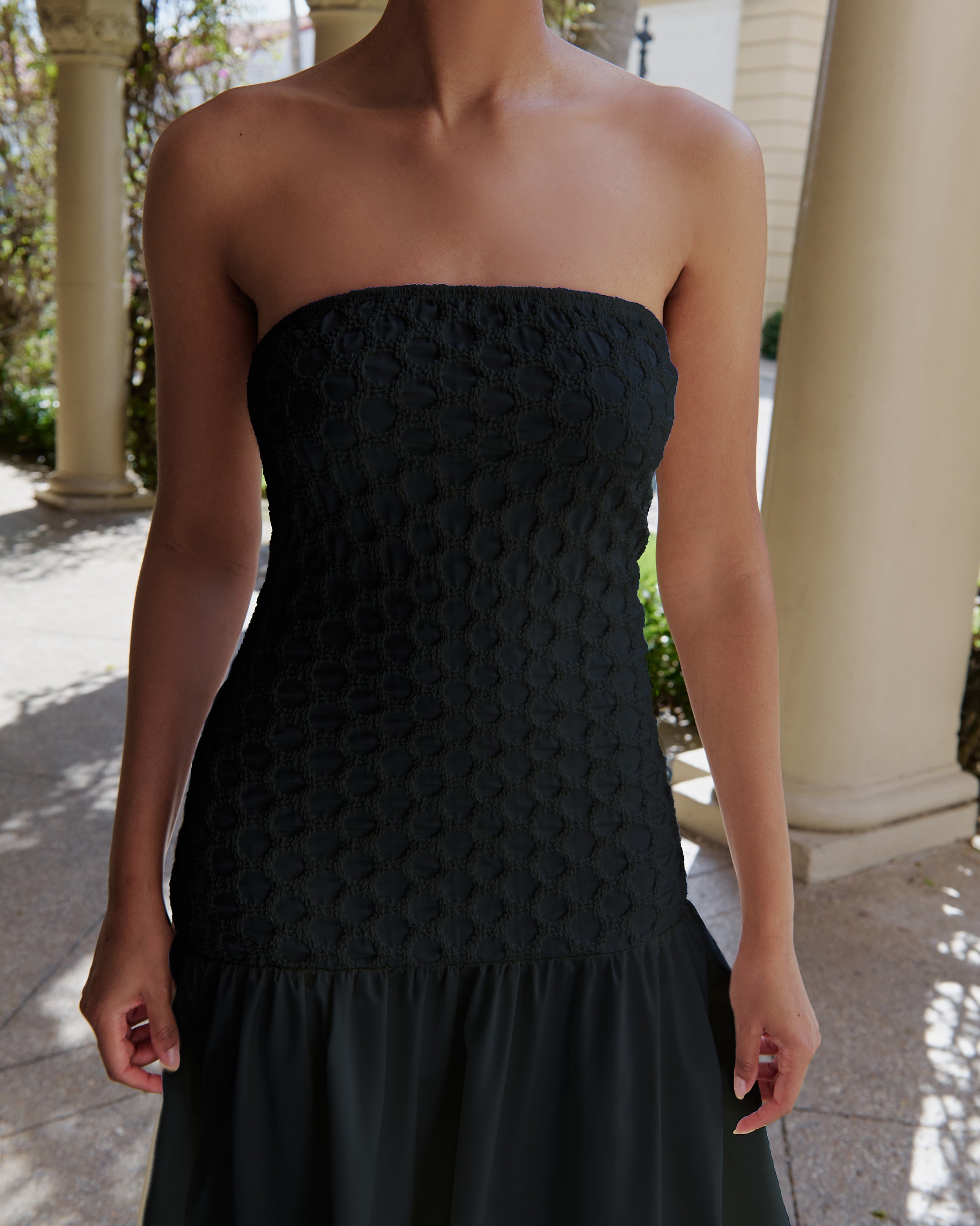 Black Strapless Smocked Parlour Dress XL / Black Black Strapless Smocked Parlour Dress XL / Black