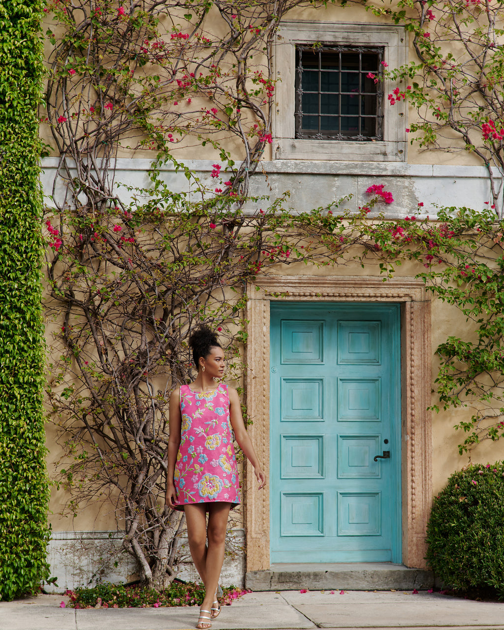 Pink Jacquard Swing Swing Dress