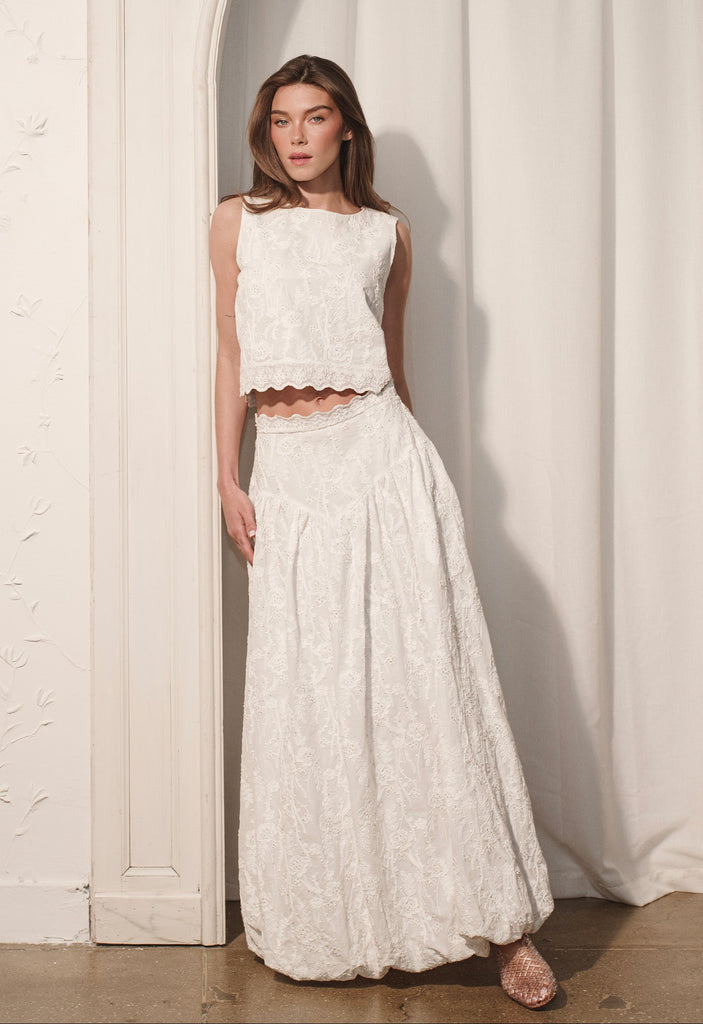 Embroidered Long Bubble Skirt - Arianne Elmy