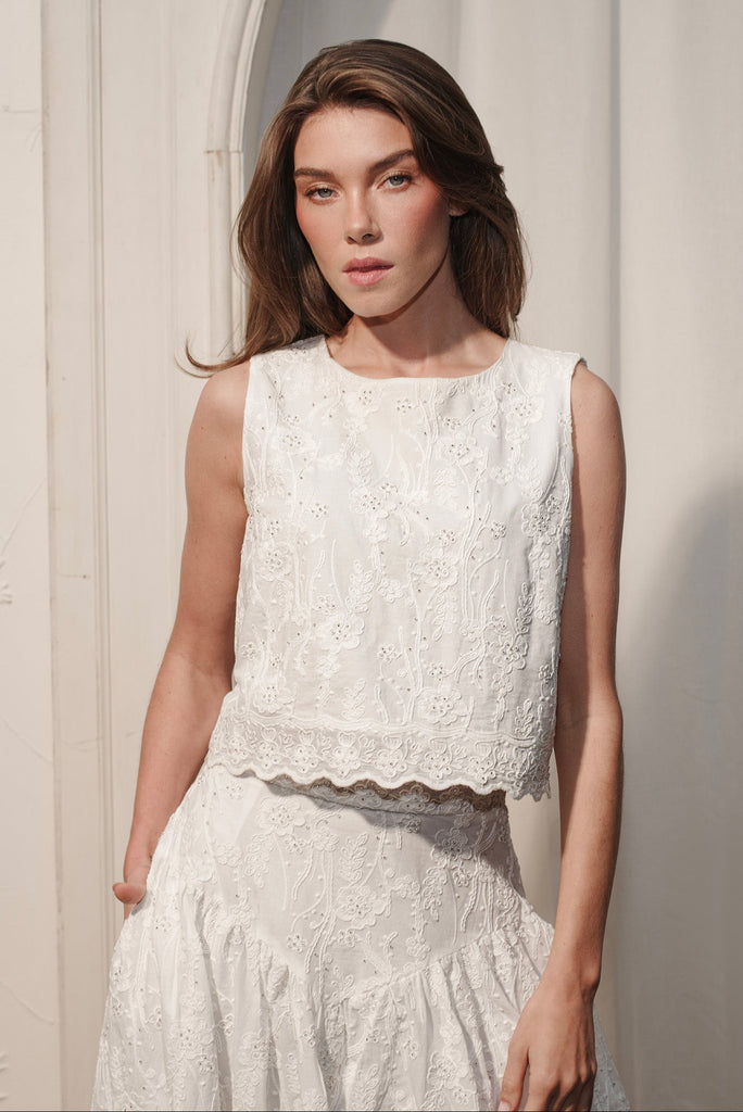 Embroidered Scalloped Top - Arianne Elmy