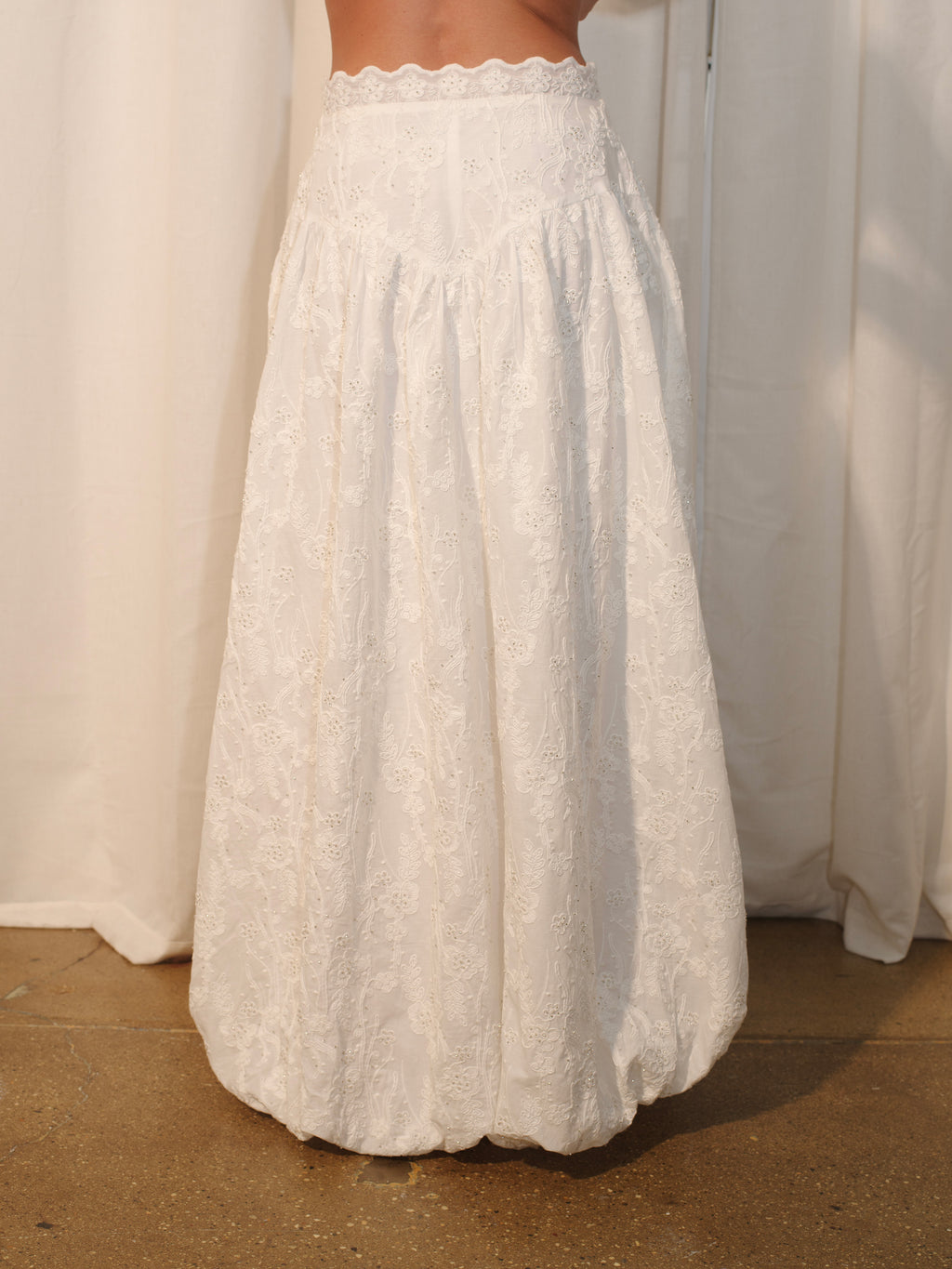 Embroidered Long Bubble Skirt - Arianne Elmy