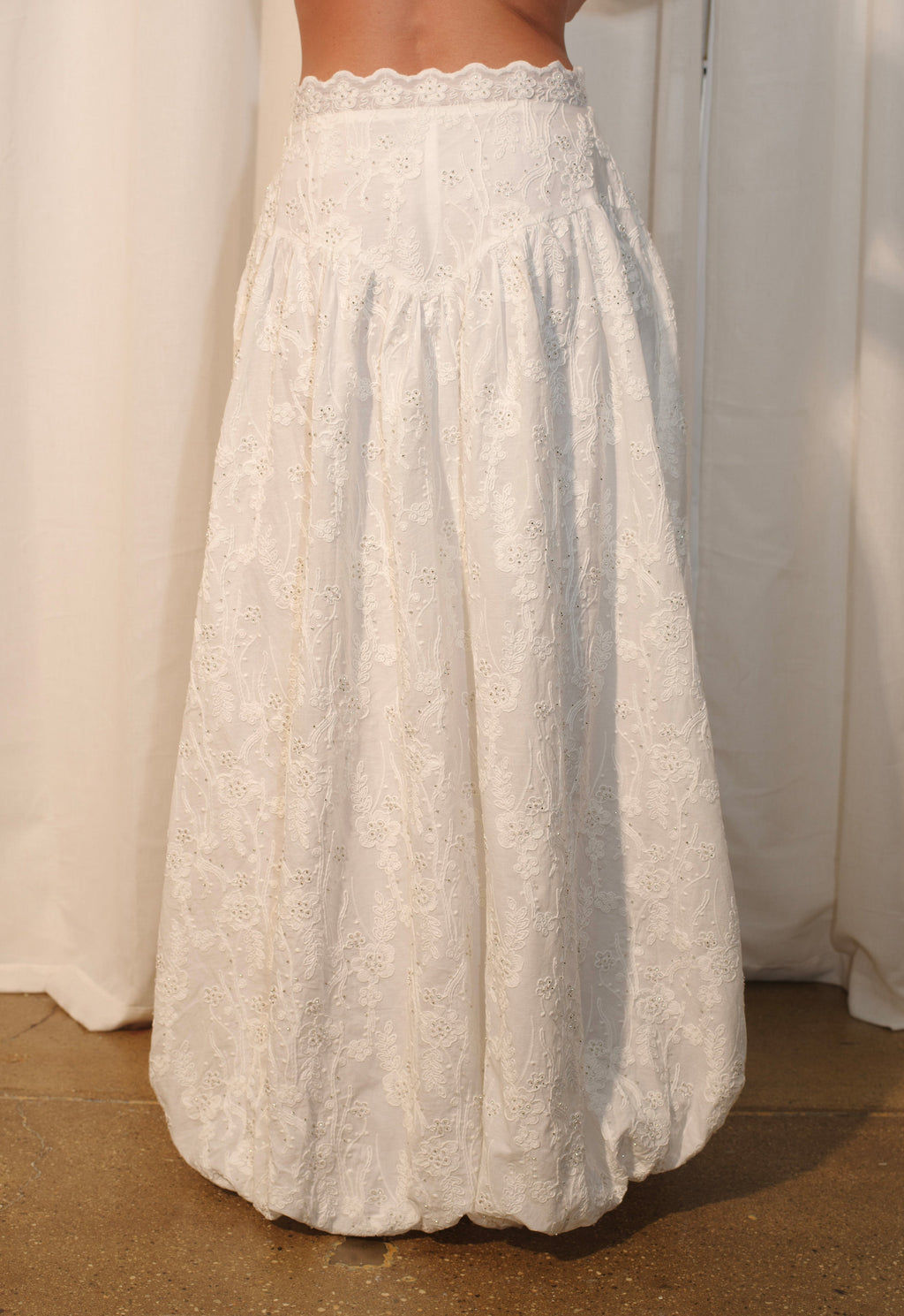 Embroidered Long Bubble Skirt - Arianne Elmy