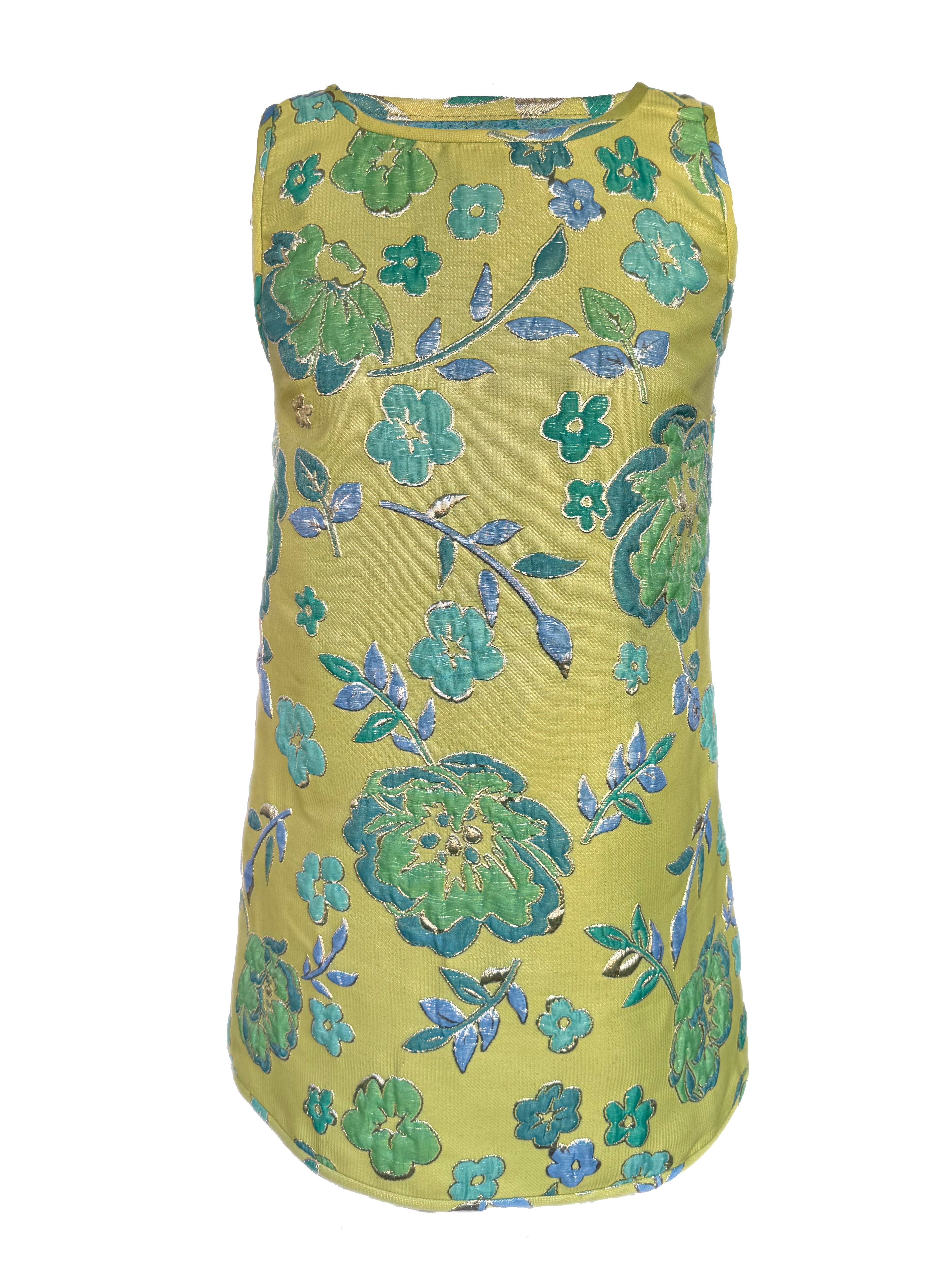 Monochrome Lime Green Jacquard Swing Swing Dress - Arianne Elmy