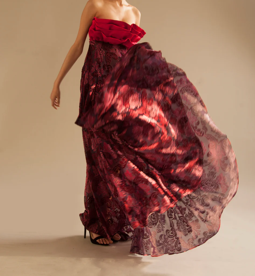 Velvet sales burnout gown