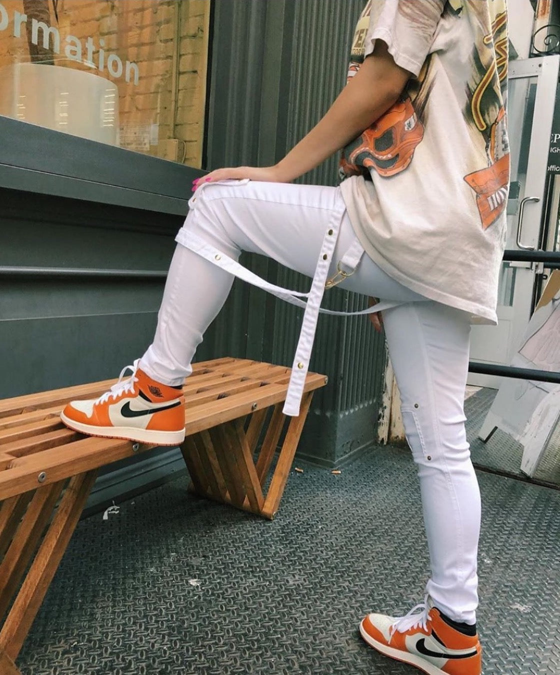 White Strappy Jeans For Charity - Arianne Elmy